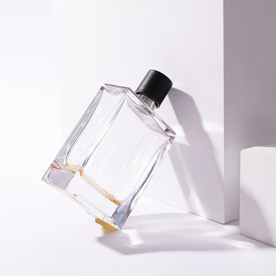 kupować 100ml kreatywna butelka na perfumy szklana butelka z zamzk plastikowa nasadka kwadratowy Spray pusta butelka przenośna butelka na kosmetyki online manufacture