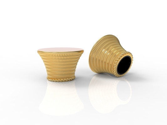kupować Błyskotliwy złoty zamówiony w kształcie litery T Zamak Perfume Caps Zink Perfume Bottle Caps online manufacture