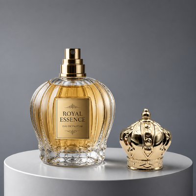 kupować Luksusowe lusterkowe błyszczące Solid King Crown Zamac Perfume Cap Złote pokryte szlachetnym wzorem Wyklejony Royal Pattern Perfume Lid Zink Alloy Metal Perfume Bottle Cover Custom Logo FEA15 For Dubai Oud Attar Perfume Bottle produkcja online