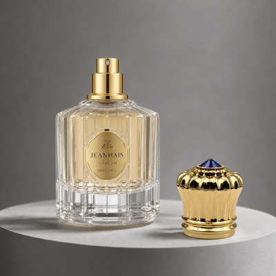 kupować Hurtowa zakrętka do butelki perfum o wysokim połysku, złota, prążkowana, z niebieskim wierzchołkiem z kryształu górskiego, ciężkim zamknięciem ze znalu, niestandardowe wygrawerowane logo OEM, luksusowe opakowanie zapachowe oud na Bliskim Wschodzie produkcja online