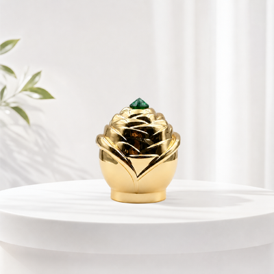 kupować Rzeźbiony Kwiat Róża Zynkowa Stopnia Perfum Kapelusz Zielony Rhinestone Top Złota Butelka Perfum Top Logo produkcja online