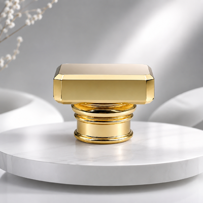 kupować Źródło Fabryka Lustro Złoto Płaszczasty prostokąt Wieloprzewodowy Zink Alloy Perfume Cap Niestandardowy Polerowany Metalowy Zapach Pokrywka Dla Luksusowych Projektantów Puste Szklane Buteleczki Perfum Opakowanie produkcja online