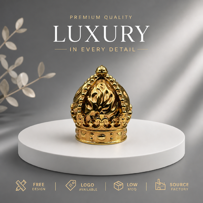 kupować Premium Royal Tłoczona kwiatowa korona z koralikami Lustro Złota nasadka na perfumy ze stopu cynku Solidna, ciężka metalowa pokrywka Zamak do luksusowych designerskich opakowań perfum Magnetyczne produkcja online