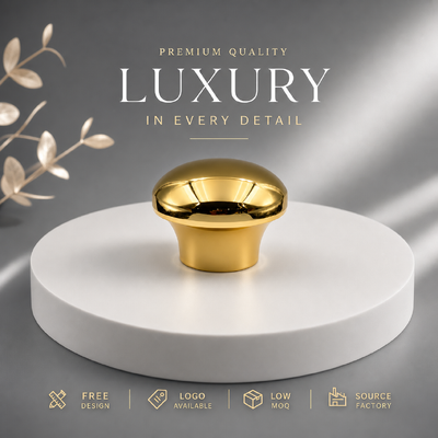 kupować Premium Smooth Mushroom Dome Mirror Gold Zinc Alloy Perfume Cap Solid Heavy Zamac Metal Lid For Minimalist Designer Perfume Packaging Magnetyczny produkcja online