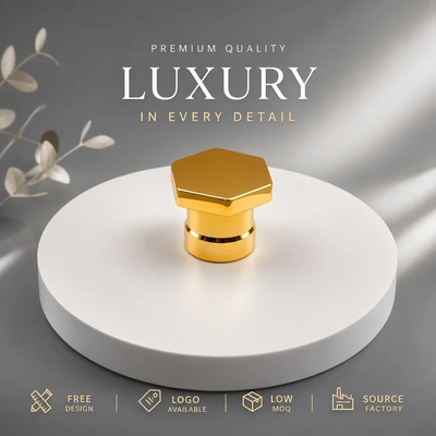 kupować Gorąco sprzedawany sześciokątny lusterkowy złoty Zamac Perfume Cap Ciężka waga Zynkowa stopa Perfume Bottle Cover Custom Mold For Cosmetic Perfume Packaging produkcja online
