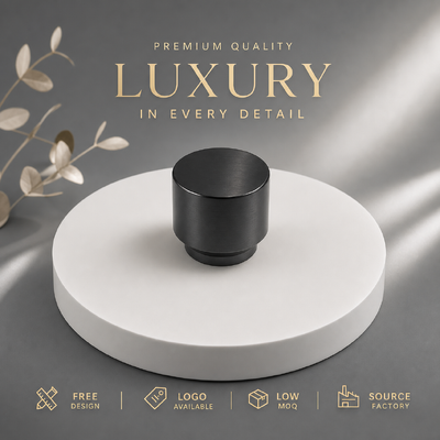 kupować Minimalistyczny Cylinder ze Stopu Cynku Nakrętka Zapachowa Szczotkowana Czarna Dwupoziomowa Nakrętka na Butelkę Perfum z Niestandardowym Logo Magnetyczna do Szklanej Butelki Perfum produkcja online