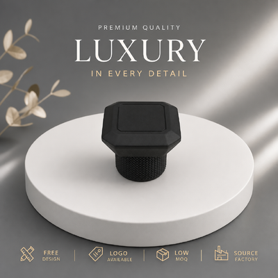 kupić Zębowana tekstura Zink stopu zapach Magnetyczna czapka Maty czarny Oktogon Perfum Flask Top Custom Graving Logo Do opakowania perfum produkcja online
