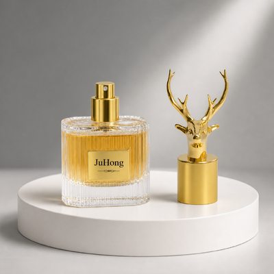 kupować Luksusowa 3D Deer Head Zamac Perfume Cap z wygrawerowanym logo i złotym wykończeniem produkcja online