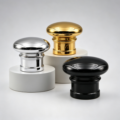 kupić FEA15 Zink Alloy Perfume Cap Mushroom Dome Top Tiered Cylindrical Body Electroplated Metal Perfume Bottle Lid Custom Logo OEM ODM produkcja online