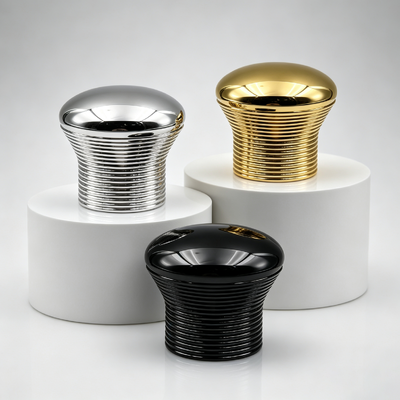 kupić FEA15 Zink Alloy Perfume Cap Round Dome Top Vertical Ribbed Texture Electroplated Metal Perfume Bottle Lid Custom Logo OEM ODM produkcja online