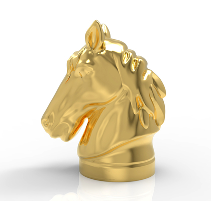 W kształcie konia istniejąca forma Zamak Perfume Caps Metal Cap dla eleganckiego i trwałego opakowania zapachowego z niestandardowym logo