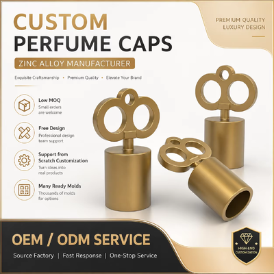 Niestandardowe nakrętki do perfum Crown Zamac, luksusowe galwanizowane pokrywki do butelek zapachowych ze stopu cynku z grawerowanym logo OEM ODM Hurtownia producenta