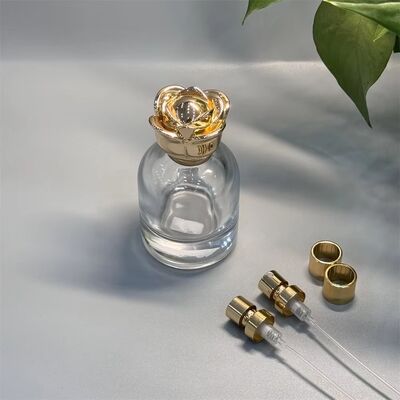 Luksusowe błyszczące złoto różowe w kształcie Zamac Perfumy Butelki Kapsułki Logo Na zamówienie Grawerowane Zink Alloy Cylinder Fragrance Zamki