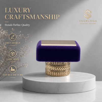 Fioletowy aksamit kwadratowy z góry wygrabowany strzałka kropka złota cynk stopu perfumy Cap Custom Logo Metalowy zapach Model pokrywy dla luksusowych pusty projektant szkło perfumy Kosmetyczne opakowania