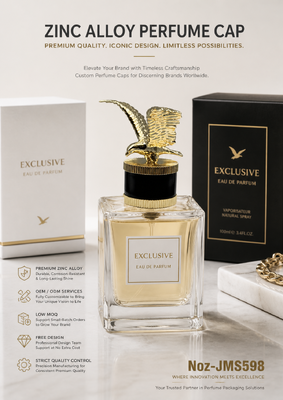 Zink Alloy Flying Eagle Perfume Cap, 3D Spread-wing Hawk Ornament, Czarny Cylinder Knurled Base Gold Plated Custom Logo Luxury Bottle Lid Magnetic