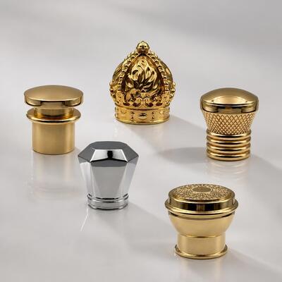 Luxury Dome Zamac Perfume Cap Gold Silver Plated Faceted Vertical Rib Metal Perfume Bottle Lid Custom Logo For Fragrance Oud
