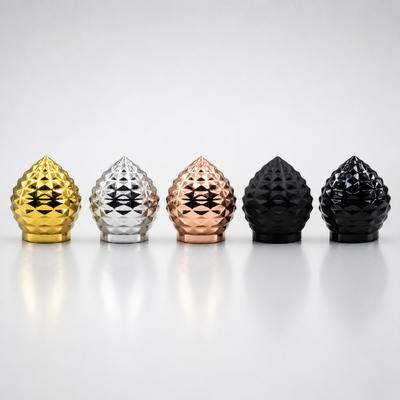 Zinc Alloy Perfume Cap Diamond Cut Surface Custom Juhong Logo Luxury Metal Replacement Lid For Perfume Bottle OEM ODM Wholesale