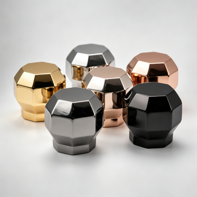 Hurtownia Fabryczna Wielopłaszczyznowa Diamentowa Kula Zamak Nakrętka do Perfum 3D Geometryczne Cięcie Metalowa Pokrywa Butelki Perfum Złoto Srebro Różowe Złoto Czarny Gunmetal Niestandardowe Logo
