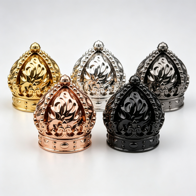 Luxury Embossed Crown Zinc Alloy Perfume Cap Multi-Color Electroplating Zamac Perfume Bottle Lid Custom Logo OEM ODM For Fragrance Glass Bottle