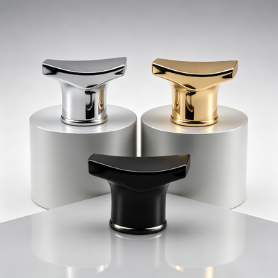 Luksusowy zakrzywiony skrzydełkowy złoże cynku Perfume Cap Flared Zamac Lid Mirror Electroplating Custom Logo OEM