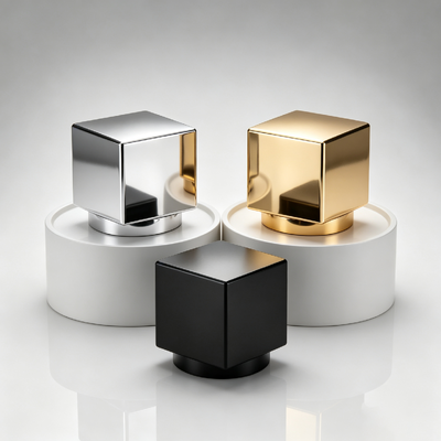 Fabryka Sprzedaż hurtowa Solid Cubic Square Zamac Perfume Cap Minimalist Cube Metal Perfume Bottle Cover Custom Logo OEM