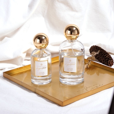 OEM Pusta okrągła szklana luksusowa butelka perfum Zamac Gold 50 ml 100 ml